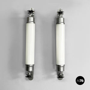Wall lamps in opaline glass and metal, 1930s