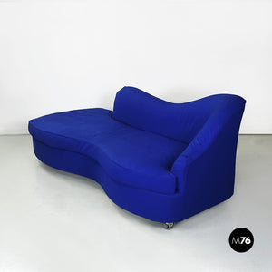 Rounded sofa in electric blue fabric by Maison Gilardino, 1990s