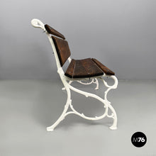 画像をギャラリービューアに読み込む, Italian Art Deco wooden and white cast iron bench, 1930s
