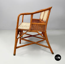 Load image into Gallery viewer, Two-seater outdoor bench in rattan, 1960s
