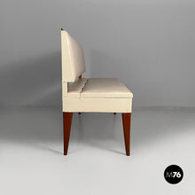 Load image into Gallery viewer, Bench in wood and white leather, 1940s
