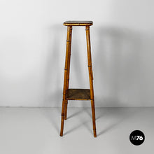 Load image into Gallery viewer, Pedestal in brown leather and bamboo, 1930s
