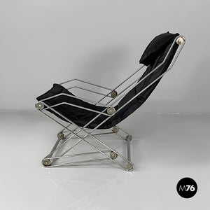 Armchair in faux leather and steel, 1970s