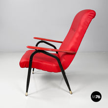 Load image into Gallery viewer, Armchair in red sky and black metal, 1960s
