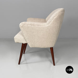 Armchairs in fabric and wood, 1940s
