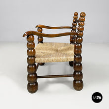 将图片加载到图库查看器，Armchairs in wood and straw, 1960s

