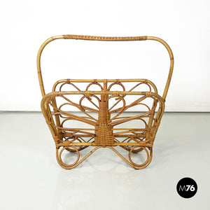 Magazine rack in rattan, 1960s