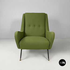Armchairs in green fabric, 1950s