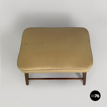 Carica l'immagine nel visualizzatore di Gallery, Pouf in wood and beige satin, 1940s
