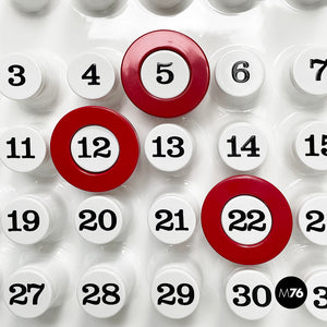 Red rings for the perpetual wall calendar by Ring A Date, 2020s