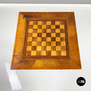 Wooden game table  with chessboard, early 1900s