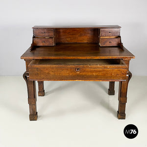 Desk in walnut wood, mid 1800s