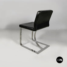 画像をギャラリービューアに読み込む, Chair in black leather and steel, 1980s
