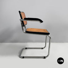 Load image into Gallery viewer, Chair in straw, black wood and steel, 1960s
