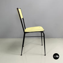 Charger l&#39;image dans la galerie, Chair in light yellow laminate and black metal, 1960s
