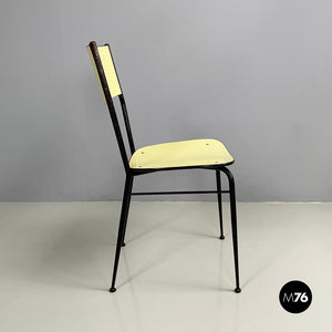 Chair in light yellow laminate and black metal, 1960s