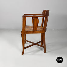 Carica l&#39;immagine nel visualizzatore di Gallery, Tub chair in wood and straw, 1930s
