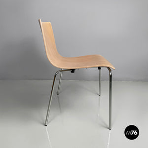 Chair in light wood and metal, 1980s