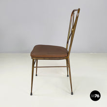 画像をギャラリービューアに読み込む, Chair in brass and brown fabric, 1950s
