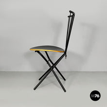 画像をギャラリービューアに読み込む, Folding chair in black wood and metal, 1980s
