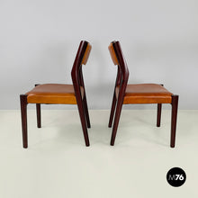 Load image into Gallery viewer, Chair in brown leather and dark wood, 1960s
