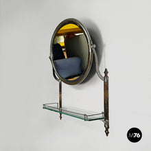 Load image into Gallery viewer, Wall mirror with shelf in glass and metal, 1930s

