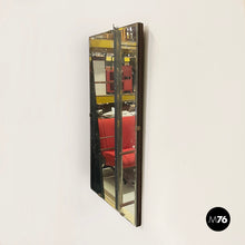 将图片加载到图库查看器，Rectangular wall mirror in wood and burnished brass, 1960s
