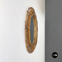 Load image into Gallery viewer, Oval wall mirror in rattan, 1960s
