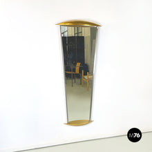 将图片加载到图库查看器，Full-length wall mirror in wood and metal, 1980s
