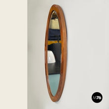 Load image into Gallery viewer, Oval shaped wall mirror with wooden frame, 1960s
