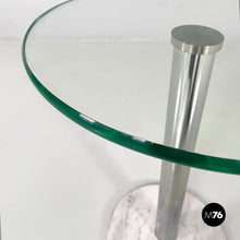 将图片加载到图库查看器，Coffee table in glass, steel and marble, 1980s
