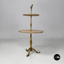 Load image into Gallery viewer, Coffee table in brass and wood with marble effect, 1960s
