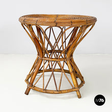 Charger l&#39;image dans la galerie, Round coffee table in rattan, 1960s
