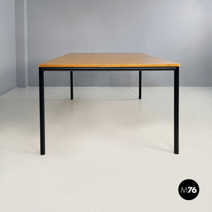 Dining table or desk in wood and black metal, 1980s