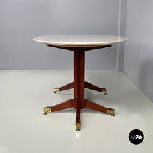 Load image into Gallery viewer, Dining table in mrble, wood and brass, 1960s
