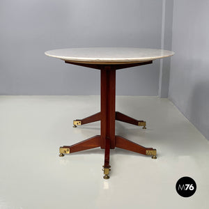 Dining table in mrble, wood and brass, 1960s