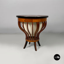 Load image into Gallery viewer, Wooden coffee table with internal fabric storage, 1930s
