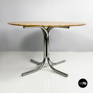 Dining table in red marble and steel, 1970s