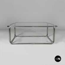 Load image into Gallery viewer, Coffee table in glass and chromed steel, 1970s
