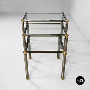 Coffe tables in metal and glass, 1980s