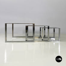 Carica l&#39;immagine nel visualizzatore di Gallery, Coffee tables in smoked glass and metal, 1980s
