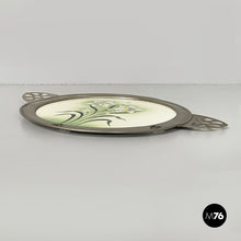 Charger l'image dans la galerie, Tray with flowers in ceramic and metal, 1930s
