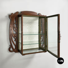 Load image into Gallery viewer, Wall display cabinet in wood and glass, early 1900s
