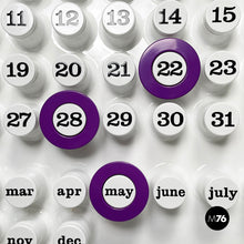 Load image into Gallery viewer, Purple rings for the perpetual wall calendar by Ring A Date, 2020s
