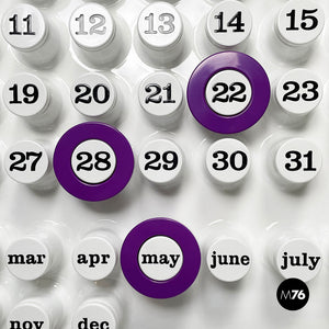 Purple rings for the perpetual wall calendar by Ring A Date, 2020s