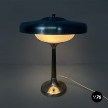 Carica l'immagine nel visualizzatore di Gallery, Table lamp in aluminum and opal glass, 1940s
