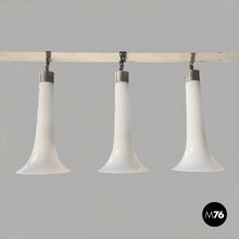 Carica l'immagine nel visualizzatore di Gallery, Chandeliers in opaline glass and metal , 1970s
