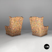 Charger l'image dans la galerie, Armchairs in wood and fabric, 1950s
