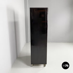 Wooden black lacquered wardrobe, 1970s