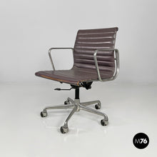 Load image into Gallery viewer, Dark grey leather office chair by Charles and Ray Eames for ICF, 1970s
